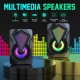 X2 Stereo Sound Surround Loudspeaker with RGB Light Speakers USB Powered Subwoofer for Desktop Laptop PC Computer