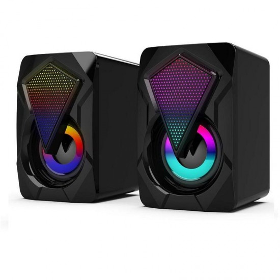 X2 Stereo Sound Surround Loudspeaker with RGB Light Speakers USB Powered Subwoofer for Desktop Laptop PC Computer