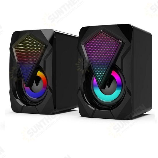 X2 Stereo Sound Surround Loudspeaker with RGB Light Speakers USB Powered Subwoofer for Desktop Laptop PC Computer