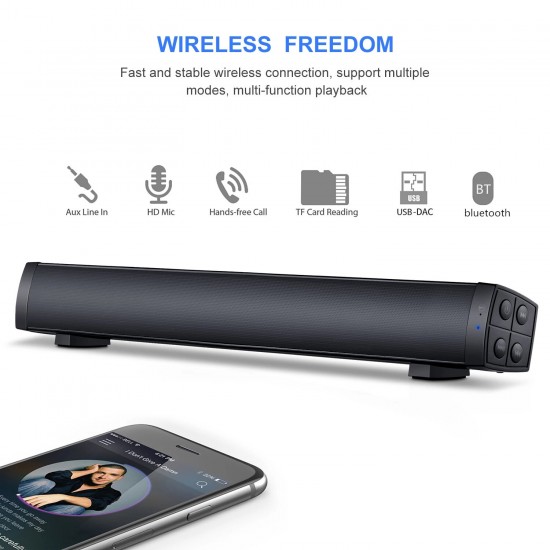 Y7 bluetooth 5.0 Soundbar Wireless Speakers Hifi 3D Stereo Support AUX/TF Card with HD Mic