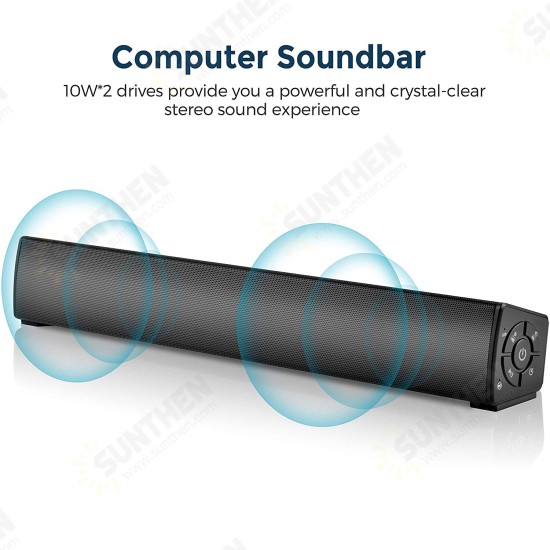 Y9 bluetooth Soundbar Bass Stereo 45MM Drivers 20W Speaker TF Card AUX-In 2000mAh Remote Control Soundbox with Mic for Smart Phone TV PC Tablets