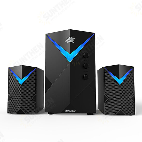 BW-GT2 Computer Speaker 20W with 2.1 Channel Combination Speakers Powerful Bass Dazzling Light bluetooth Version Multiple Connections