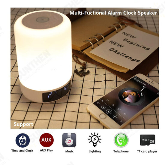 D58 Smart Mini Light Lamp Screen Display Clock Alarm Clock Colorful Light Wireless bluetooth Speaker