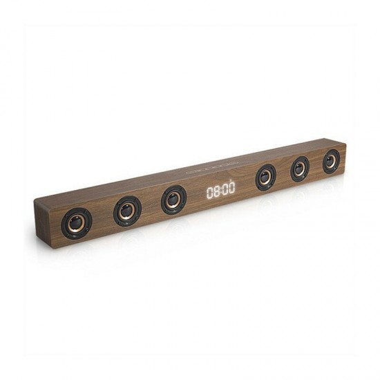 D80 Wooden 6 Speakers Clock bluetooth Subwoofer 3D Stereo Speaker Home TV EchoWall Sound Home Theater for TV Projector