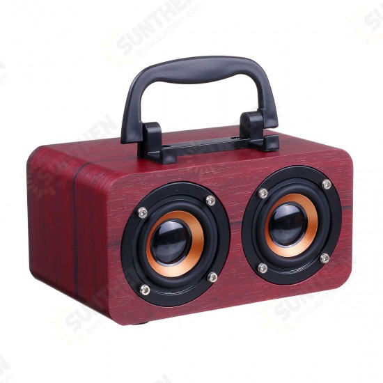 FT-4002 Wooden Wireless bluetooth Speaker Dual Driver TF Card Stereo Bass Subwoofer with Mic with Phone Holder