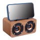 FT-4002 Wooden Wireless bluetooth Speaker Dual Driver TF Card Stereo Bass Subwoofer with Mic with Phone Holder