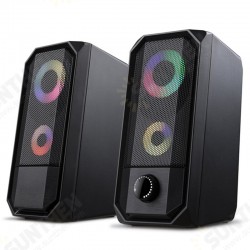 Golden Field M1 Wired Computer Speaker 10W Stereo Bass RGB Luminous USB 3.5mm Desktop Soundbar Multimedia Speaker Golden Field M1 Wired Computer Speaker 10W Stereo Bass RGB Luminous USB 3.5mm Desktop Soundbar Multimedia Speaker