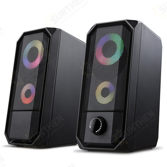 Golden Field M1 Wired Computer Speaker 10W Stereo Bass RGB Luminous USB 3.5mm Desktop Soundbar Multimedia Speaker