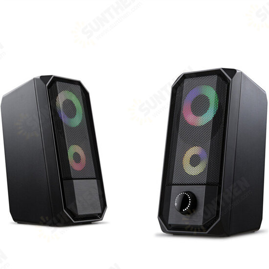 Golden Field M1 Wired Computer Speaker 10W Stereo Bass RGB Luminous USB 3.5mm Desktop Soundbar Multimedia Speaker