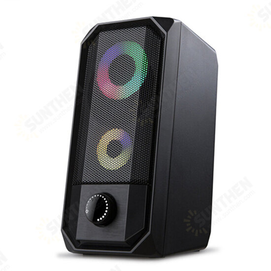 Golden Field M1 Wired Computer Speaker 10W Stereo Bass RGB Luminous USB 3.5mm Desktop Soundbar Multimedia Speaker