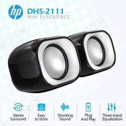 HP DHS2111 Multimedia Speaker Mini USB Stereo Surround Sound Three-band Equalization Desktop Speaker for Laptop Computer HP DHS2111 Multimedia Speaker Mini USB Stereo Surround Sound Three-band Equalization Desktop Speaker for Laptop Computer