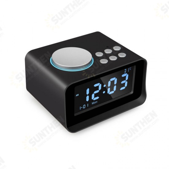 K6 Smart Alarm Clock bluetooth Speaker Portable Wireless Stereo Speaker LCD Screen Display Temperature Music Player