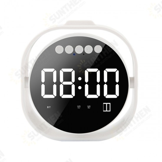 LED Display Dual Alarm Clock Dual Units Wireless bluetooth Bass Speaker FM Radio USB Port Mirror Speaker with Mic