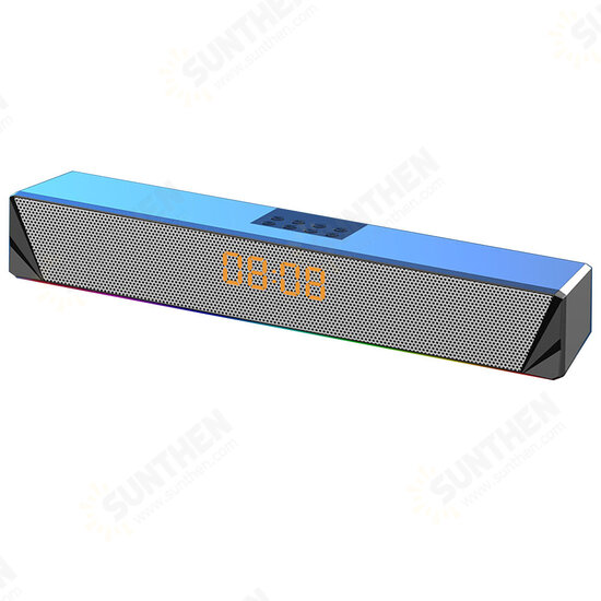 A8 Computer Speaker RGB Light Effect bluetooth USB Recharging Clock Display AUX U Disk TF Card Input Stereo Speaker System