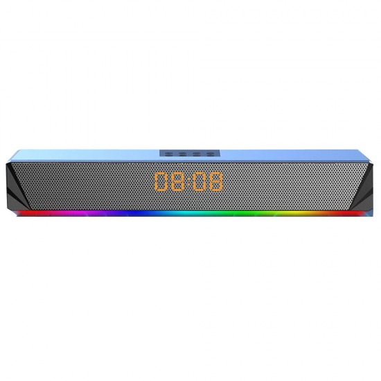 A8 Computer Speaker RGB Light Effect bluetooth USB Recharging Clock Display AUX U Disk TF Card Input Stereo Speaker System