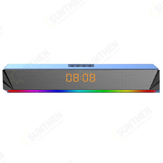 A8 Computer Speaker RGB Light Effect bluetooth USB Recharging Clock Display AUX U Disk TF Card Input Stereo Speaker System