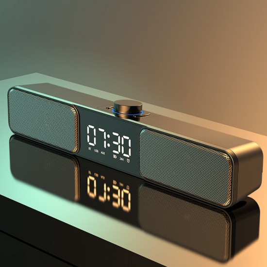 TS2 Portable bluetooh Speaker Wired Speaker LED Display Alarm Clock Bass Speaker 3.5mm AUX Desktop Speaker
