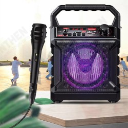 V015 Portable Karaoke Speaker Wireless bluetooth Speaker Bass Subwoofer with Microphone Hands-Free USB TF Card AUX FM