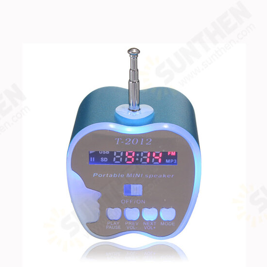 Mini Apple Shaped USB/TF Card LED FM Radio Speaker