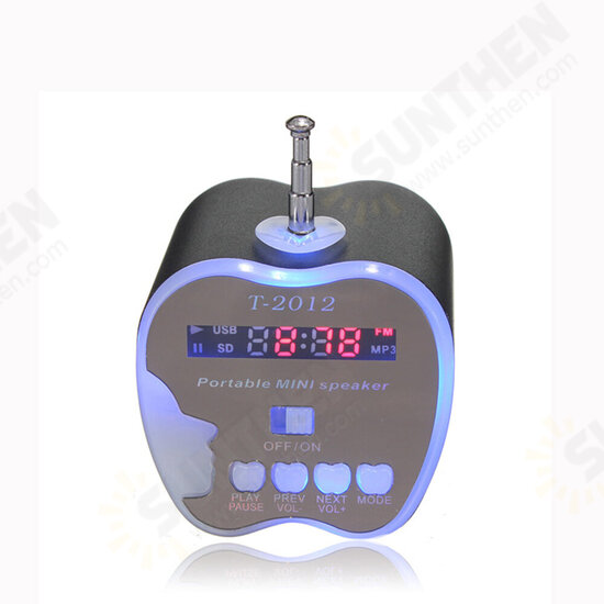 Mini Apple Shaped USB/TF Card LED FM Radio Speaker