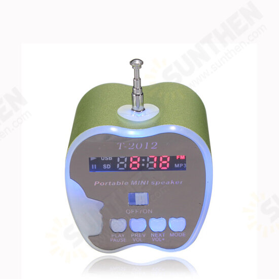 Mini Apple Shaped USB/TF Card LED FM Radio Speaker