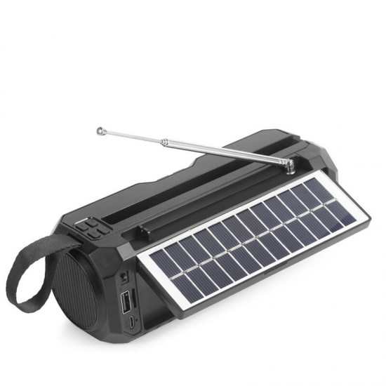 Portable Solar Charging Speaker Bluetooth 5.0 FM MP3 U Disk Player 3.5mm Terminal USB Outdoor Speaker