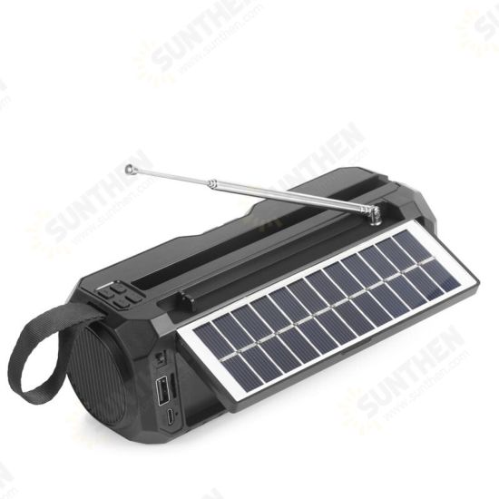 Portable Solar Charging Speaker Bluetooth 5.0 FM MP3 U Disk Player 3.5mm Terminal USB Outdoor Speaker