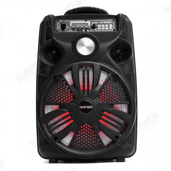 QS-825 8 Inch LED Display Portable bluetooth 5.0 Wireless Speaker Loud Outdoor Wired Microphone with TF Card USB Radio