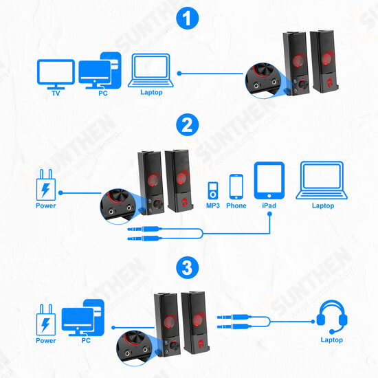 GS550 Aux 3.5mm Stereo Surround Music Smart Speaker Column Soundbar for Computer PC Home Notebook TV Loudspeakers