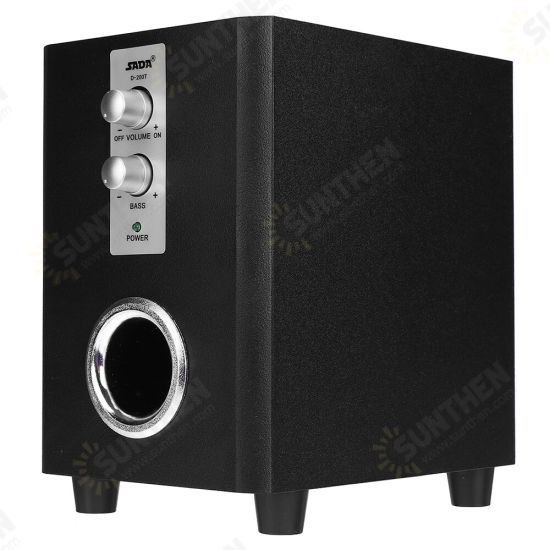 D-200T Home Laptop Audio Multimedia Mini Speaker USB AUX Audio 2.1 Subwoofer bluetooth5.0 Wired 3.5mm Wood Black