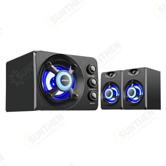 D-208 3.5mm Audio bluetooth 2.1 Channel Bass LED Light Computer Speaker Support TF U-Disk