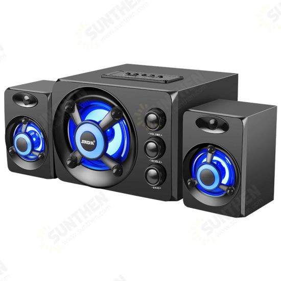 D-208 3.5mm Audio bluetooth 2.1 Channel Bass LED Light Computer Speaker Support TF U-Disk