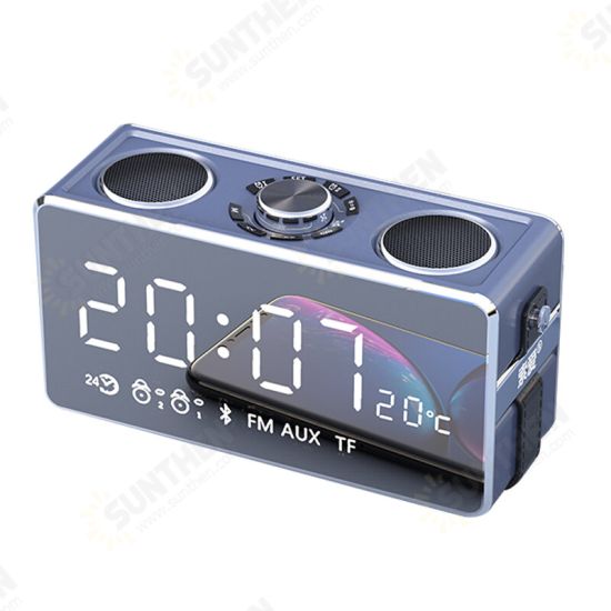 S18 Wireless bluetooth Speakers Mirror LED Clock FM Radio TF Card Music Stereo Bass Outdoor Portable Speaker