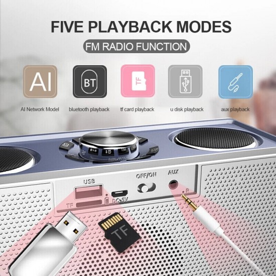 S18 Wireless bluetooth Speakers Mirror LED Clock FM Radio TF Card Music Stereo Bass Outdoor Portable Speaker