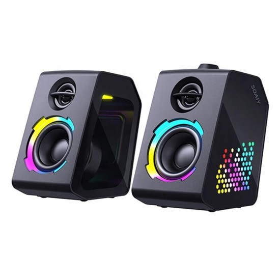 SH20 bluetooth Speaker RGB Lighting Game Desktop Dual Speaker Surround Bass Stereo Support USB TF Card AUX Subwoofer