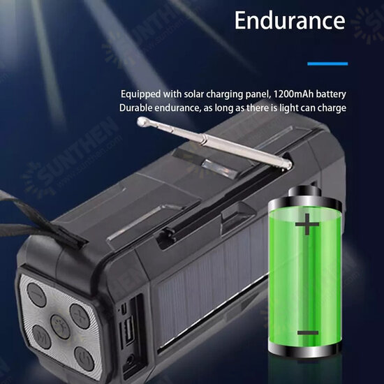 SY-928 bluetooth Wireless Speaker Solar Energy Power Bass HiFi Speaker 1200Mah Waterproof Support USB TF CARD FM Radio