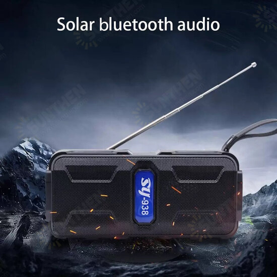 SY-928 bluetooth Wireless Speaker Solar Energy Power Bass HiFi Speaker 1200Mah Waterproof Support USB TF CARD FM Radio