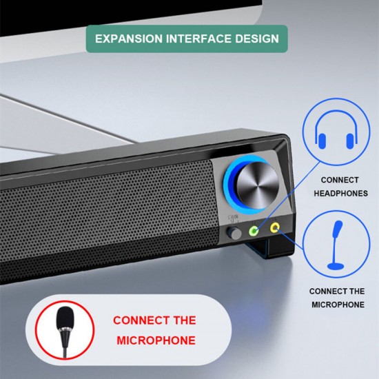 V-199 bluetooth Soundbar TV Bar Computer 2.1 Channel Bass Subwoofer AUX Wired Wireless bluetooth PC Home Theater System Speakers With Mic