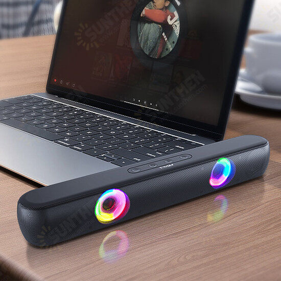 B320 Speaker TWS bluetooth V5.0 Surround Sound Bass FM Mode USB Driver TF Card AUX Input Soundbar RGB Light Desktop Loudspeaker for PC Laptop Music