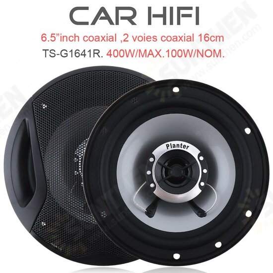 TS-G1641R 2pcs 6.5 Inch 12V 400W Car HiFi Coaxial Speaker Vehicle Door Auto Audio Music Stereo Full Range Frequency Speakers for Cars