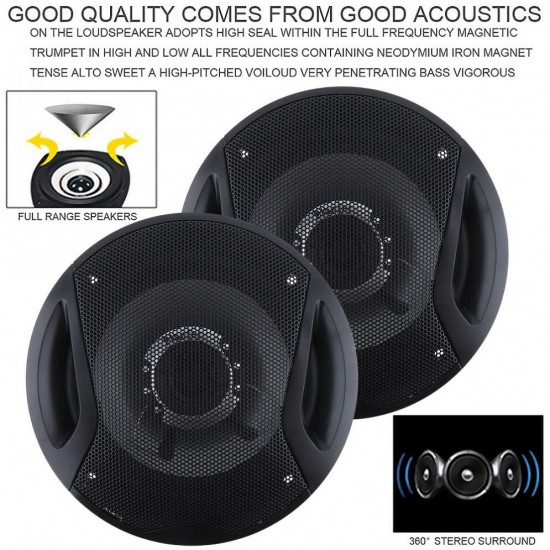 TS-G1641R 2pcs 6.5 Inch 12V 400W Car HiFi Coaxial Speaker Vehicle Door Auto Audio Music Stereo Full Range Frequency Speakers for Cars