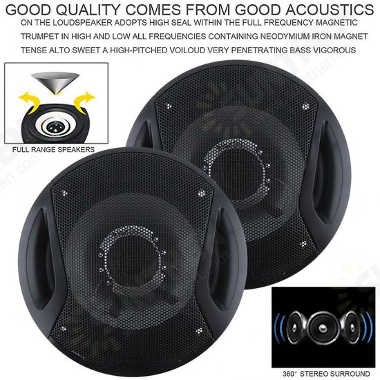 TS-G1641R 2pcs 6.5 Inch 12V 400W Car HiFi Coaxial Speaker Vehicle Door Auto Audio Music Stereo Full Range Frequency Speakers for Cars