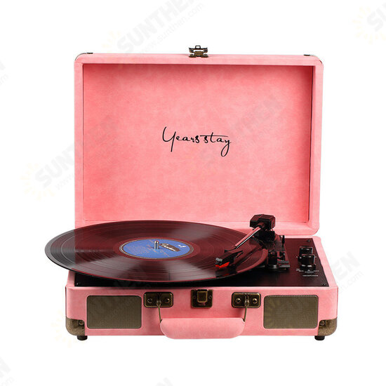 Vinyl Turntable Record Player LP Disc bluetooth Portable Leather Gramophone Phonograph Speaker 3.5mm Antique Retro