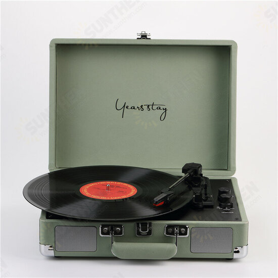 Vinyl Turntable Record Player LP Disc bluetooth Portable Leather Gramophone Phonograph Speaker 3.5mm Antique Retro