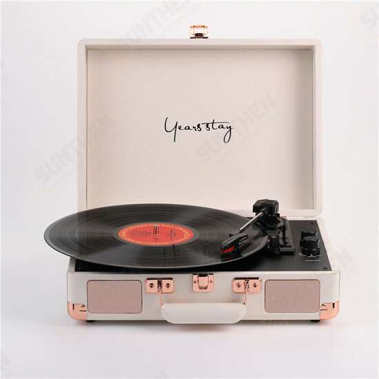 Vinyl Turntable Record Player LP Disc bluetooth Portable Leather Gramophone Phonograph Speaker 3.5mm Antique Retro