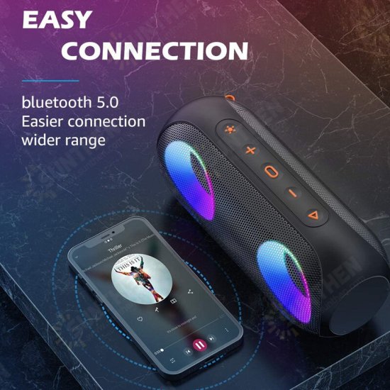 50W Portable Wireless bluetooth Speaker bluetooth 5.0 RGB Light Audio Bass Waterproof Cylindrical Subwoofer Speakers