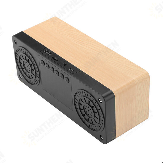 bluetooth 5.0 Wooden Speaker Alarm Clock Support TF Card/USB/AUX/ FM Radio