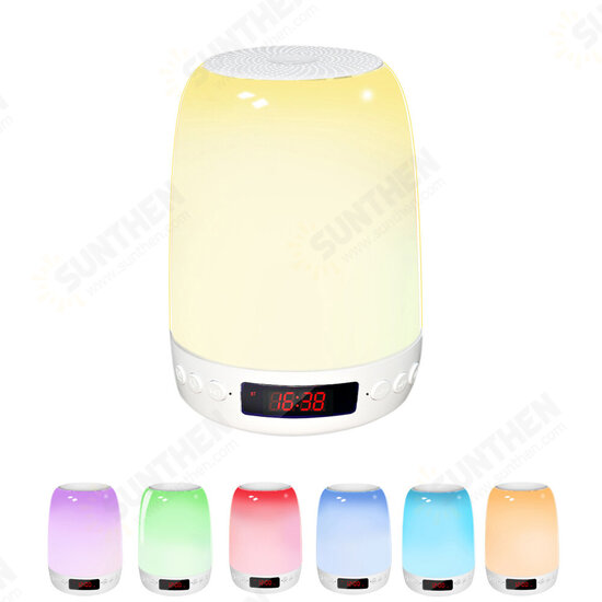 bluetooth 5.1 Speaker Alarm Clock with Colorful Light 3 Gear Dimming White Noise Machine FM Radio for Party Bedroom Home