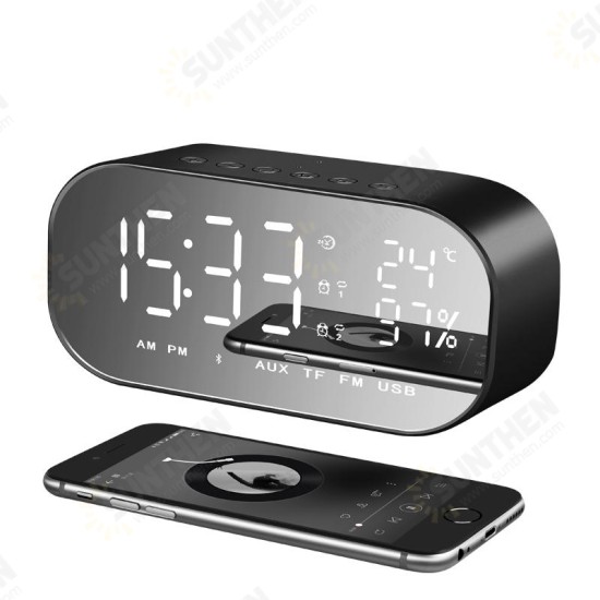 S2 Dual Units Wireless bluetooth Speaker LED Display Mirror Alarm Clock FM Radio Subwoofer