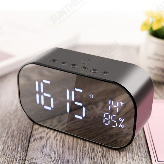 S2 Dual Units Wireless bluetooth Speaker LED Display Mirror Alarm Clock FM Radio Subwoofer